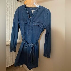 J Crew Large PETITE denim dress with tie